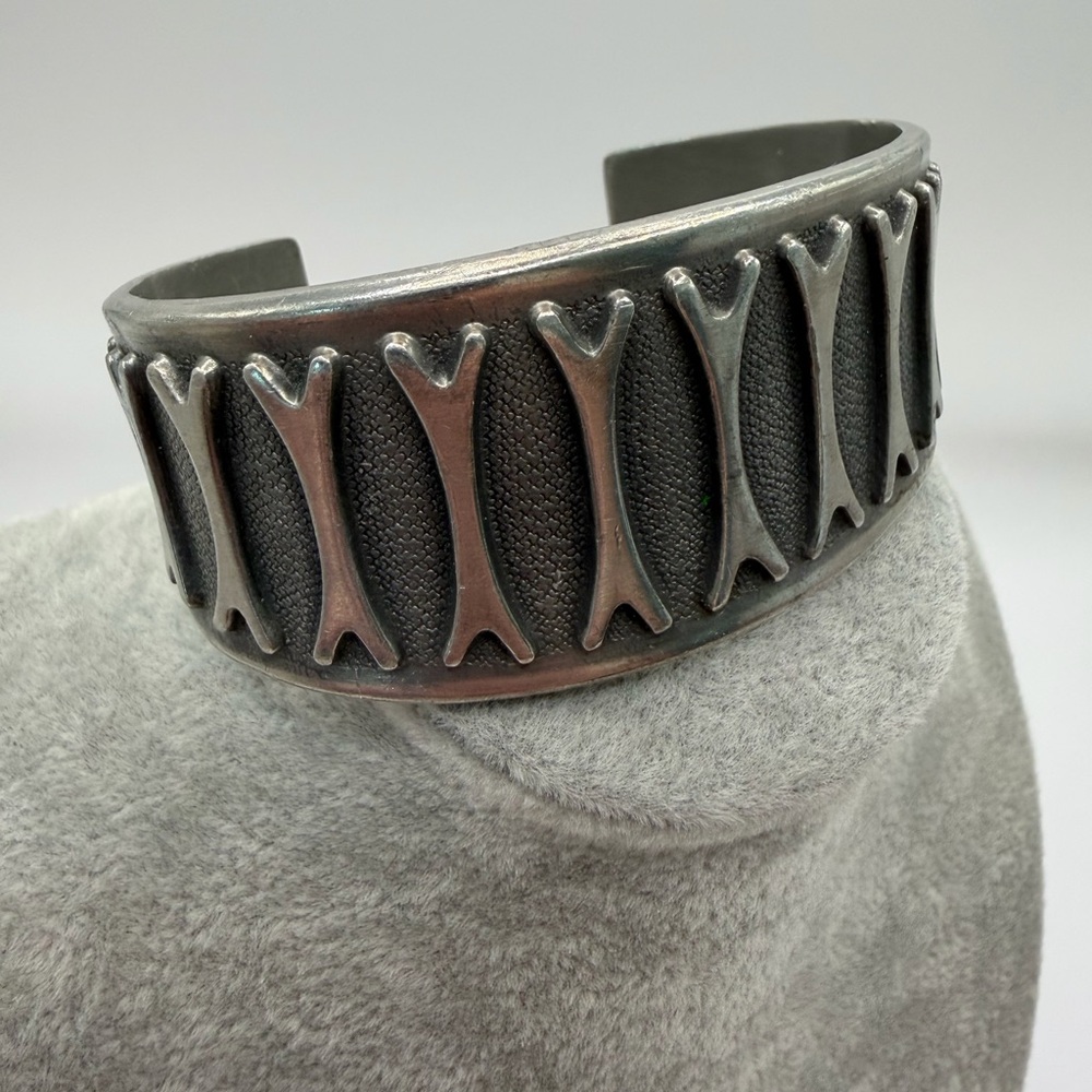 Vintage 1968 Norwegian Pewter Cuff Bracelet